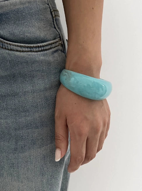 Just Lil Things Aqua Blue Glossy Resin Bracelet Design JLTB0928