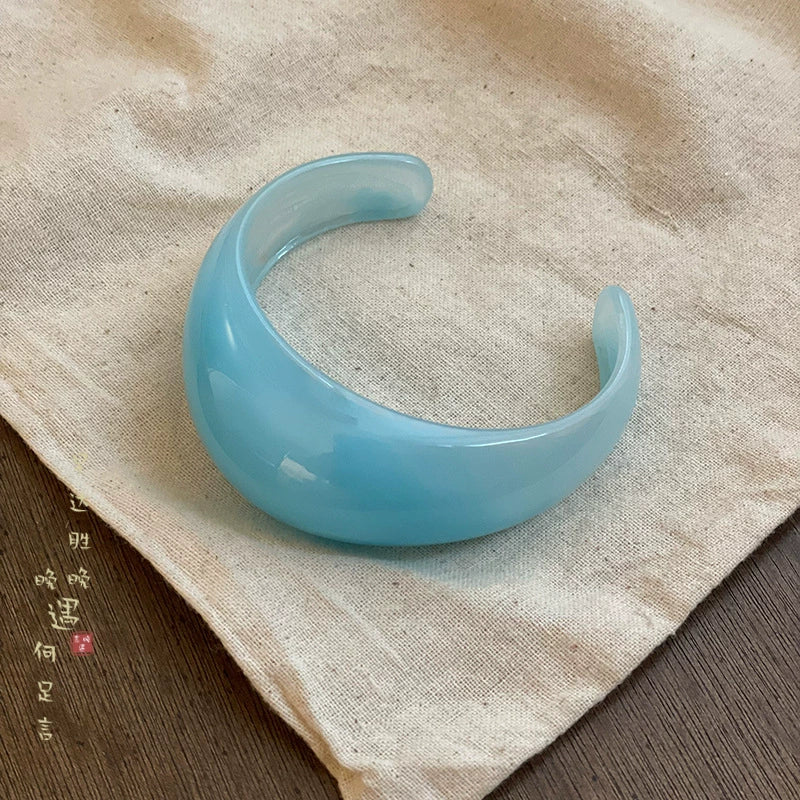 Just Lil Things Aqua Blue Glossy Resin Bracelet Design JLTB0928