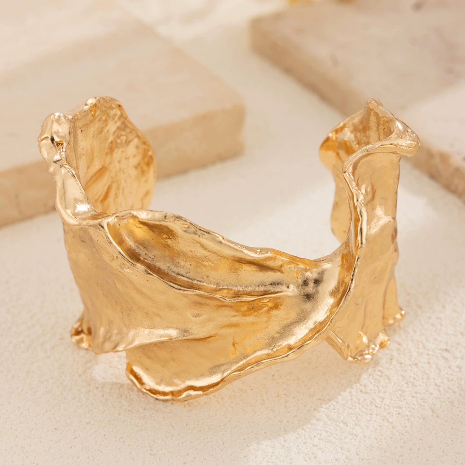 Just Lil Things Sculpted Gold Textured Cuff Bracelet Design JLTB0929