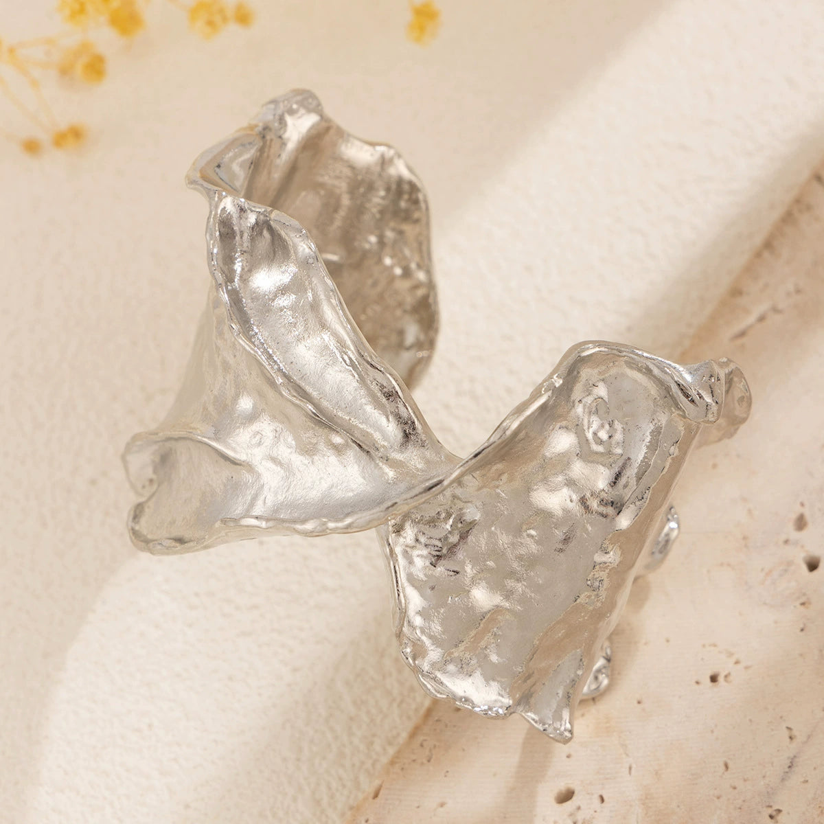 Just Lil Things Sculpted Silver Textured Cuff Bracelet Design JLTB0930