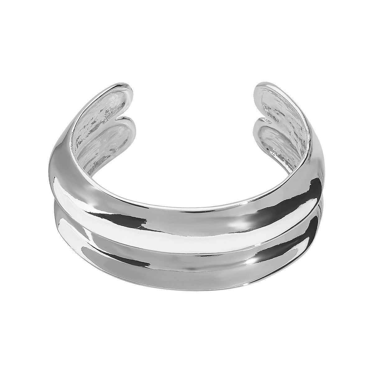 Just Lil Things Sleek Double-Band Silver Cuff Bracelet Design JLTB0931