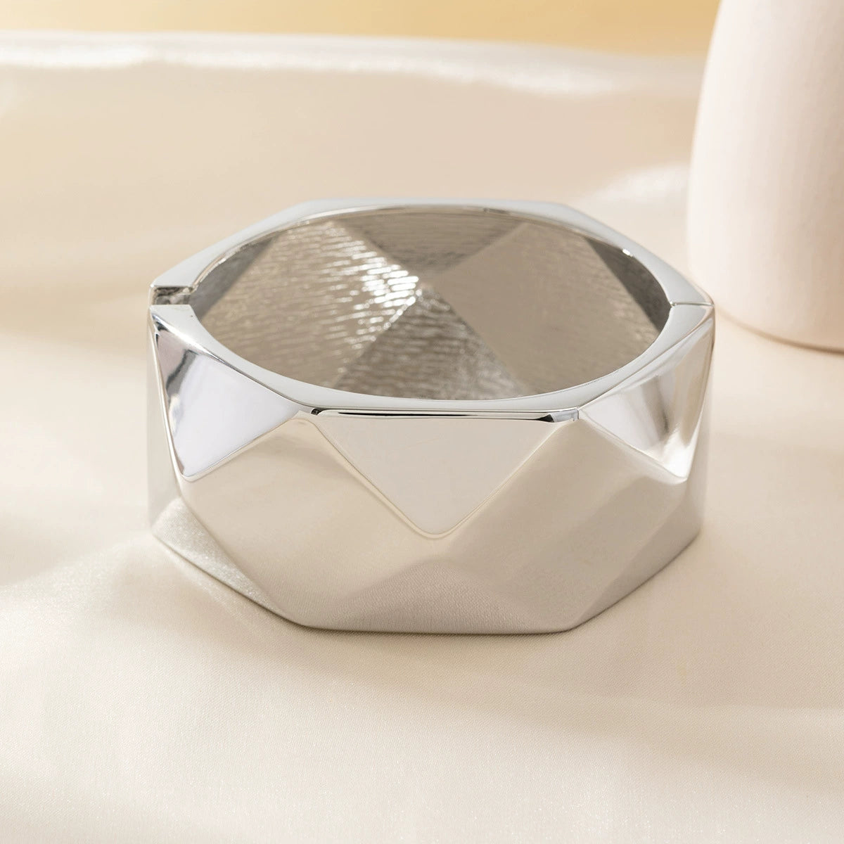 Just Lil Things Bold Silver Geometric Statement Bangle Bracelet JLTB0939