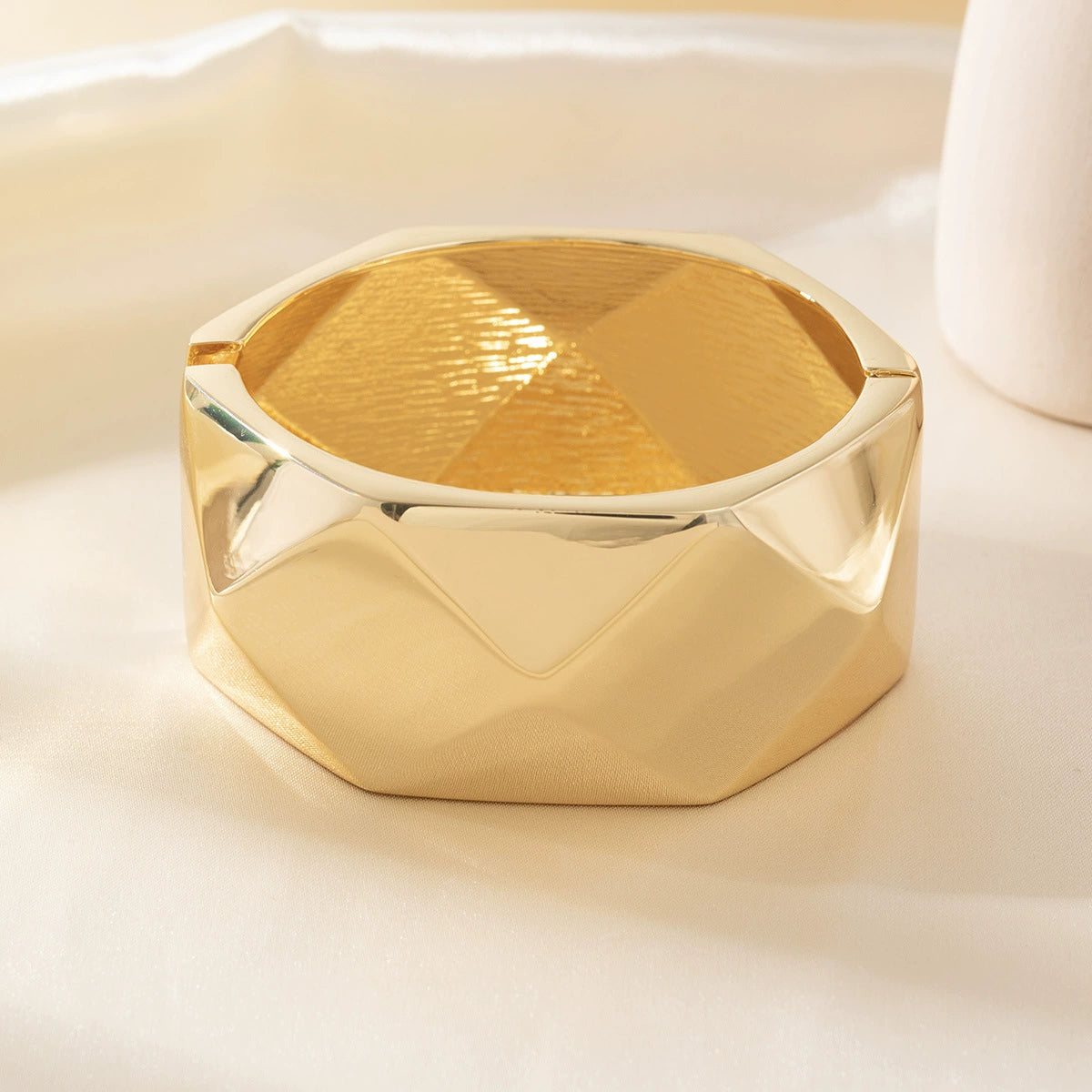Just Lil Things Gold-Tone Faceted Geometric Statement Bangle Bracelet JLTB0940