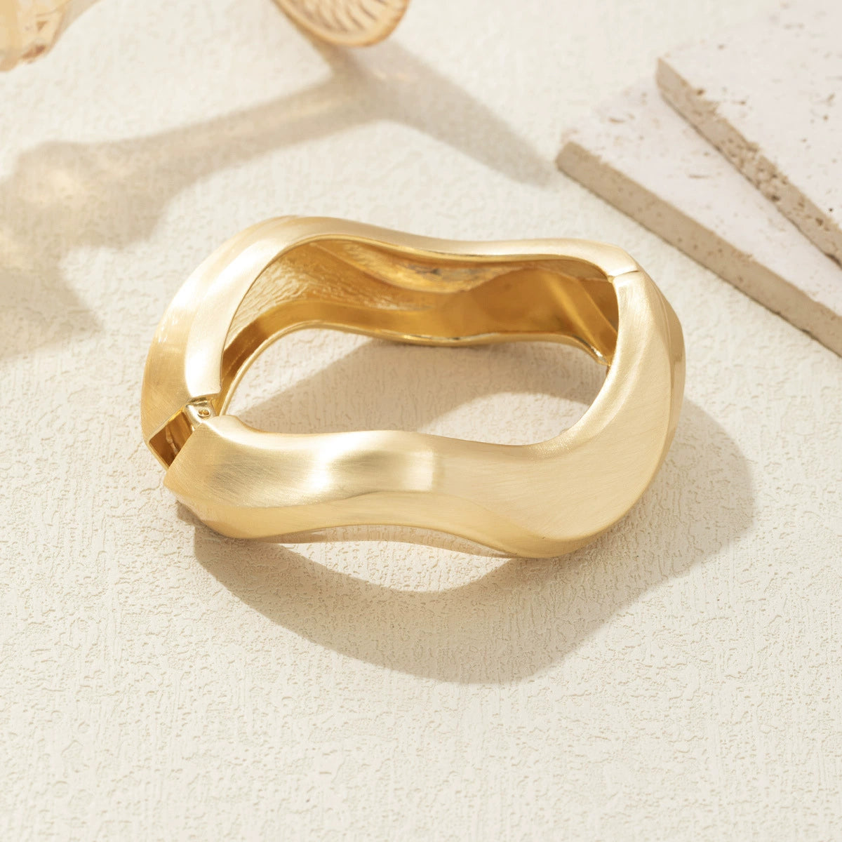 Just Lil Things Gold-Tone Sculptural Wave Bangle Bracelet JLTB0943