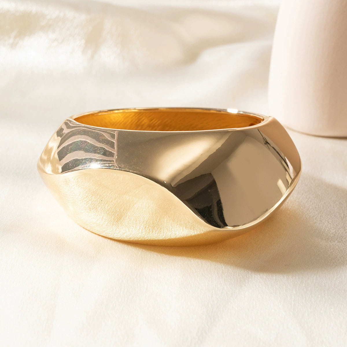 Just Lil Things Gold-Tone Sculpted Dome Bangle Bracelet JLTB0944