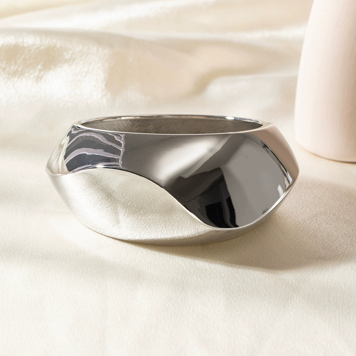 Just Lil Things Silver-Tone Sculpted Dome Bangle Bracelet JLTB0945