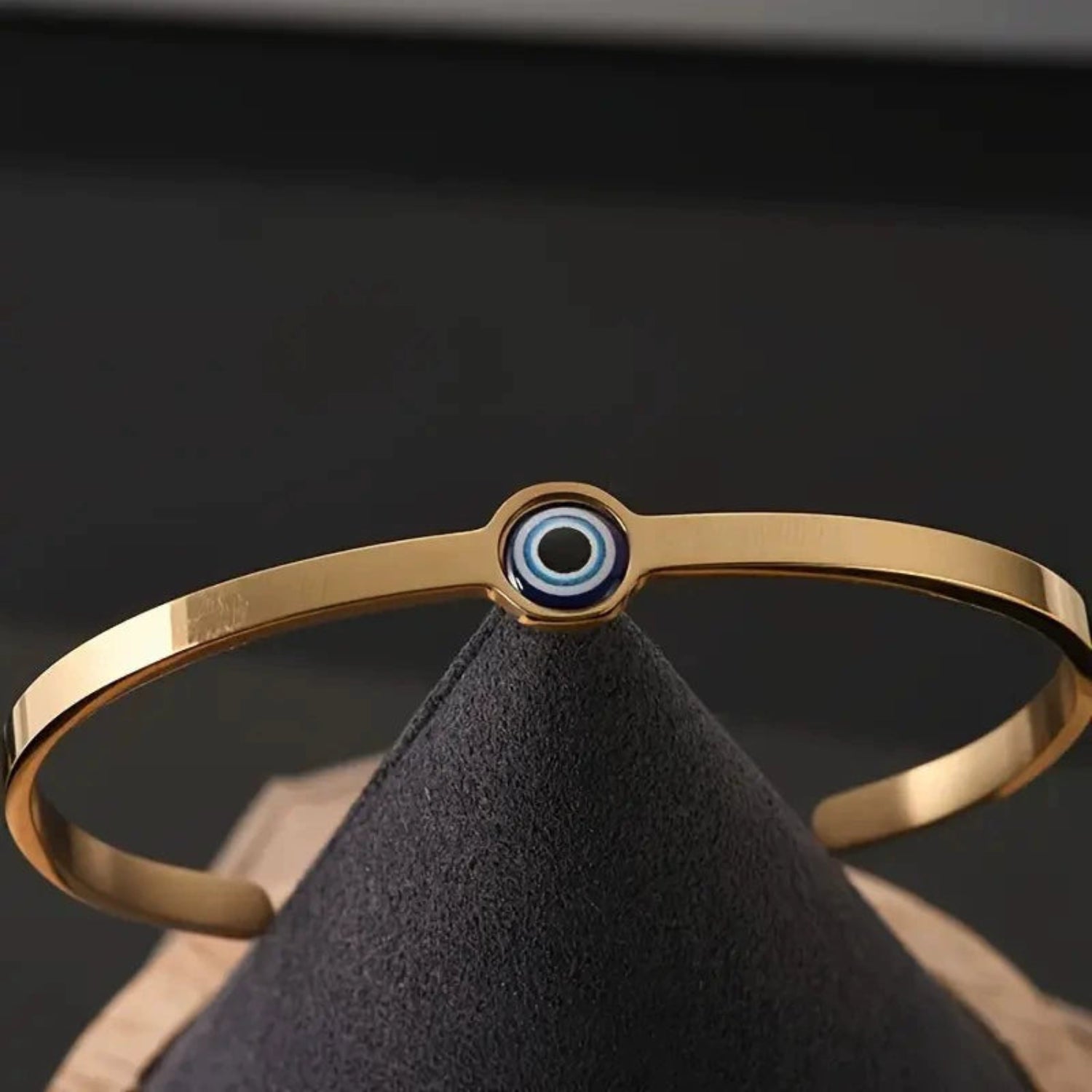 Just Lil Things Gold-Tone Evil Eye Protection Open Bracelet JLTB0953