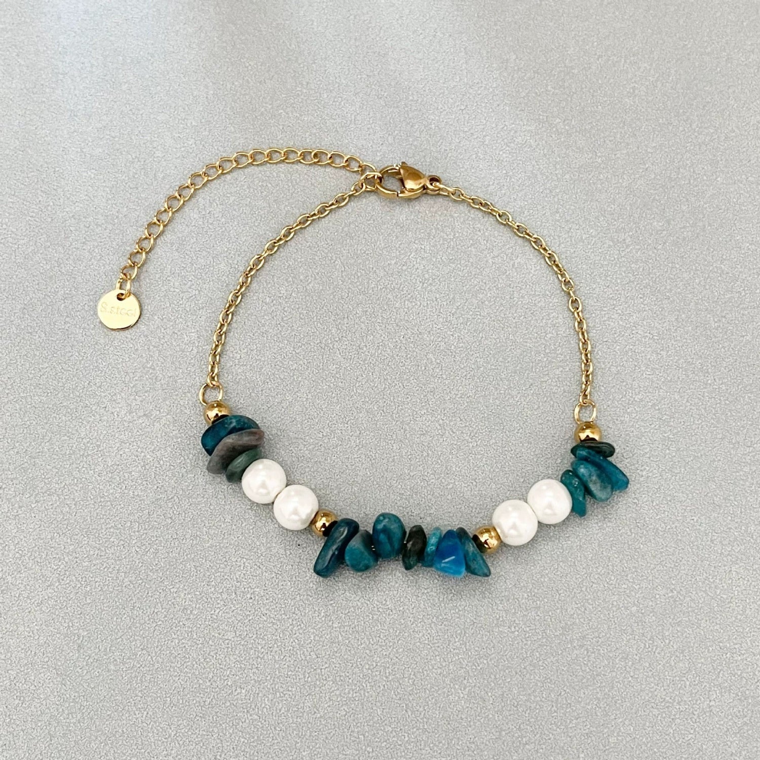 Just Lil Things Azure Stone & Pearl Harmony Bracelet JLTB0959