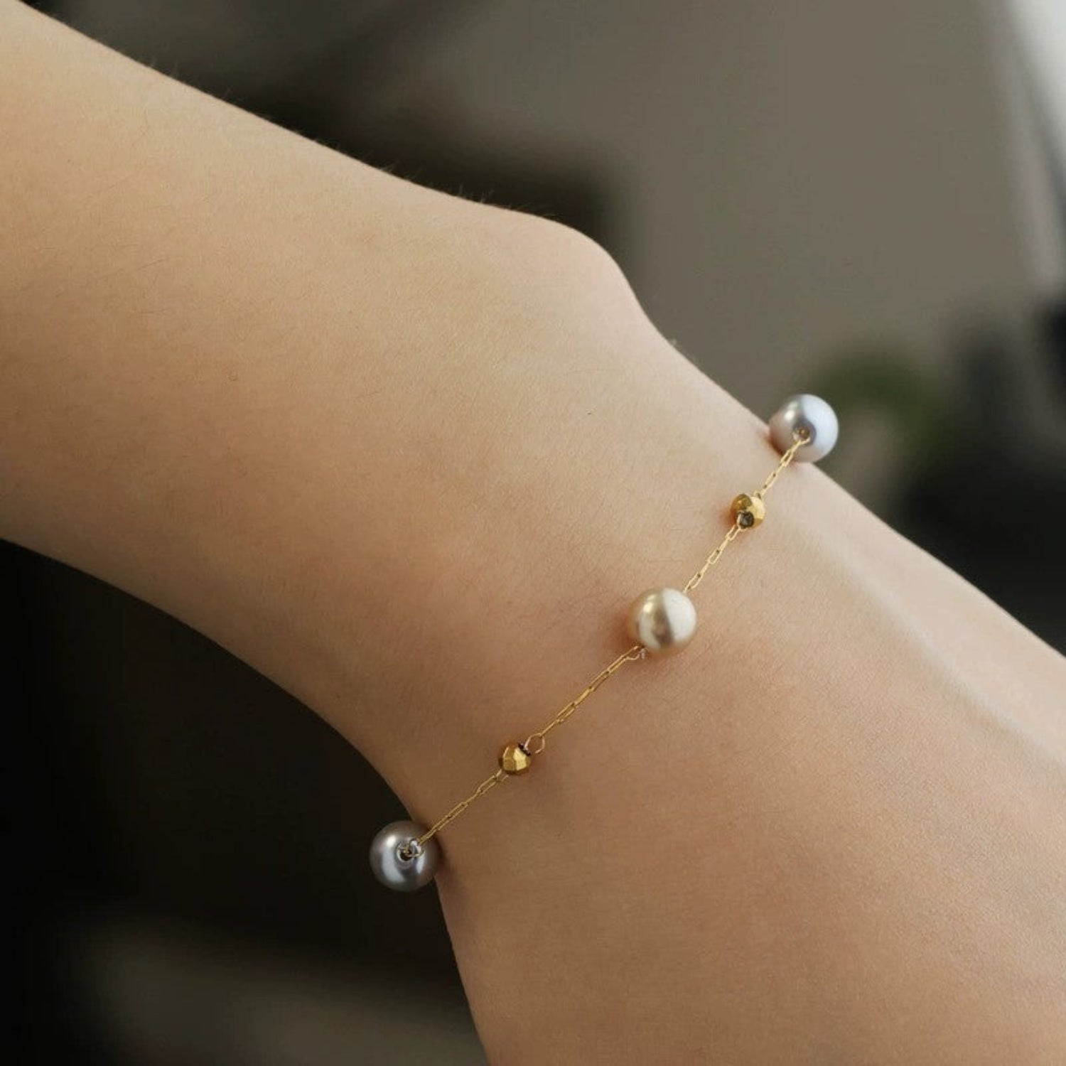Just Lil Things Golden Grace Pearl Minimal Bracelet JLTB0964