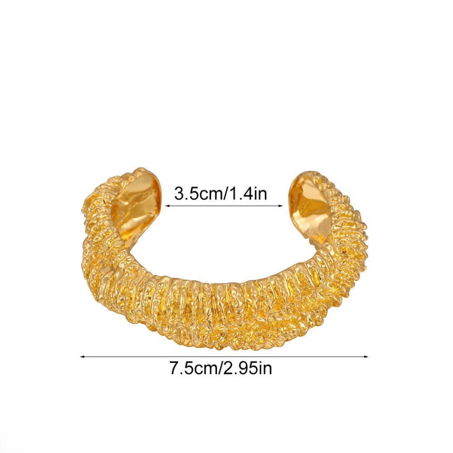 Just Lil Things Golden Ripple Textured Cuff Bracelet JLTB0969