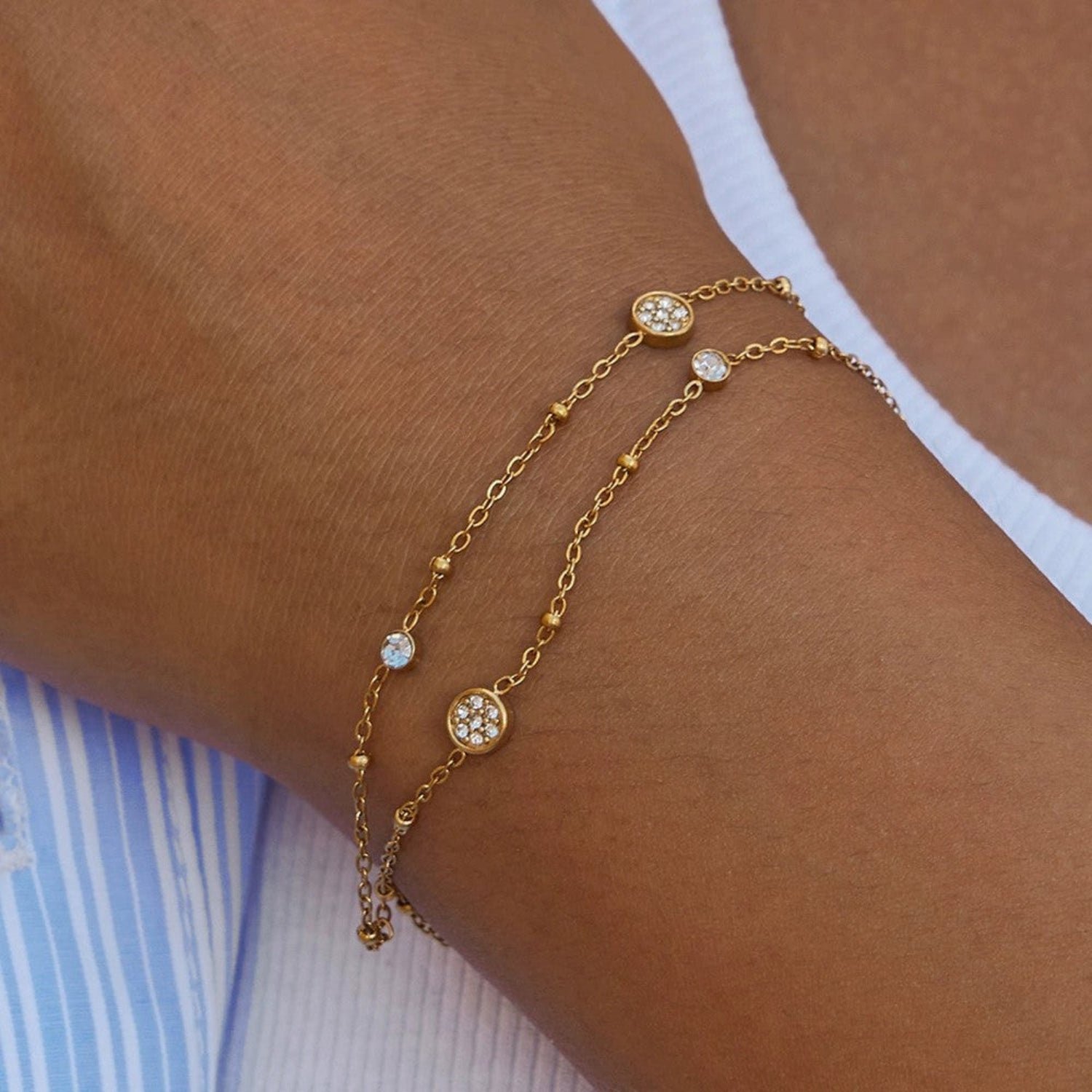 Just Lil Things Dainty Sparkle Double Layer Bracelet JLTB0970