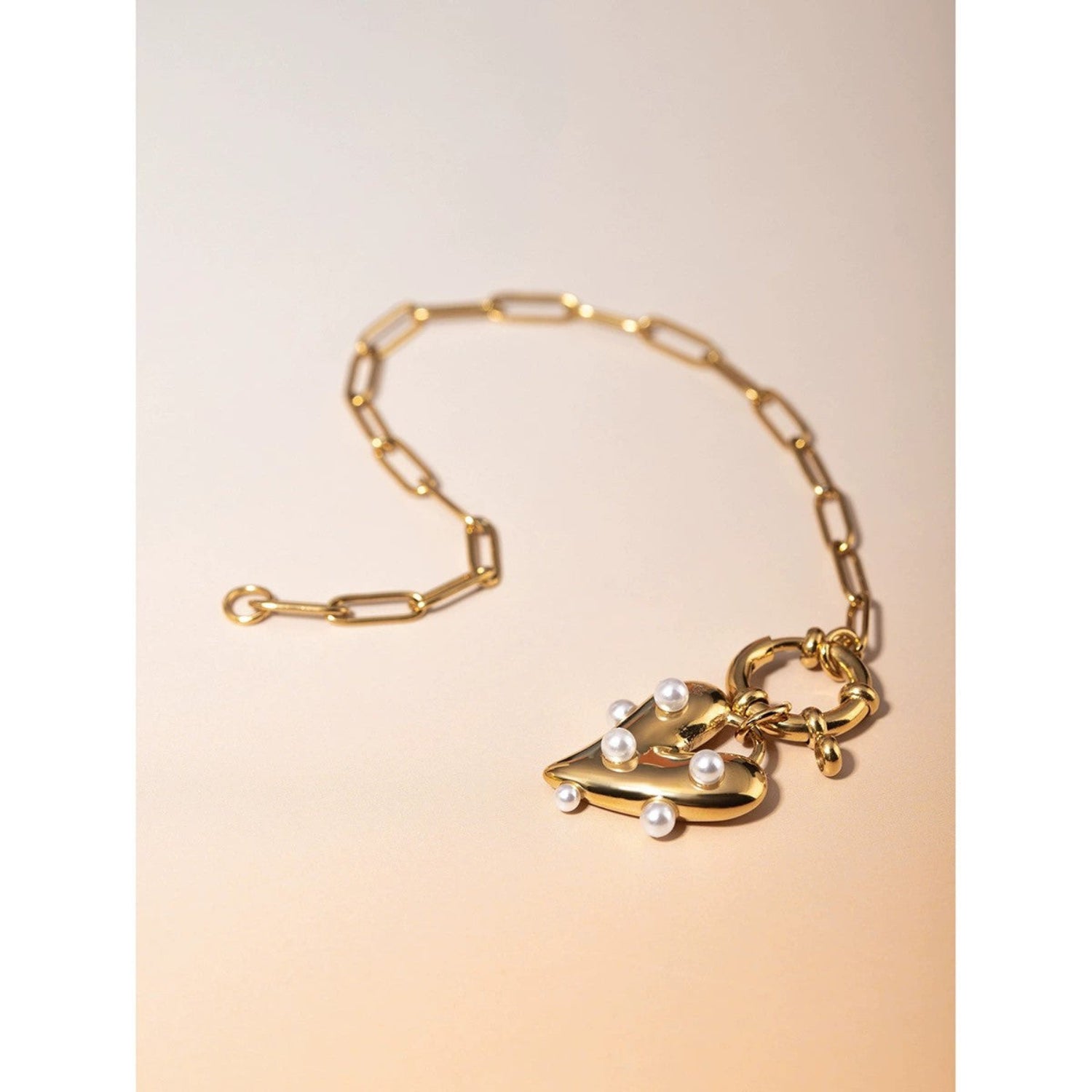 Just Lil Things Pearl Heart Charm Chain Bracelet JLTB0972