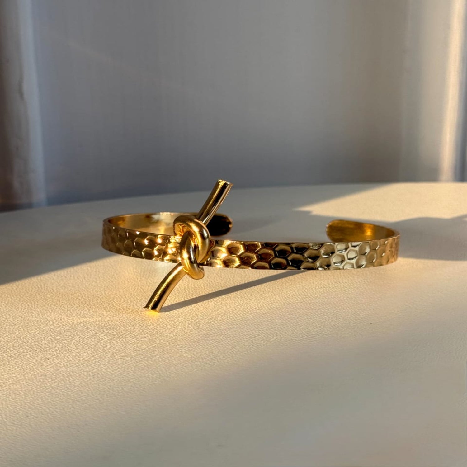 Just Lil Things Gold Hammered Knot Cuff Bracelet JLTB0981