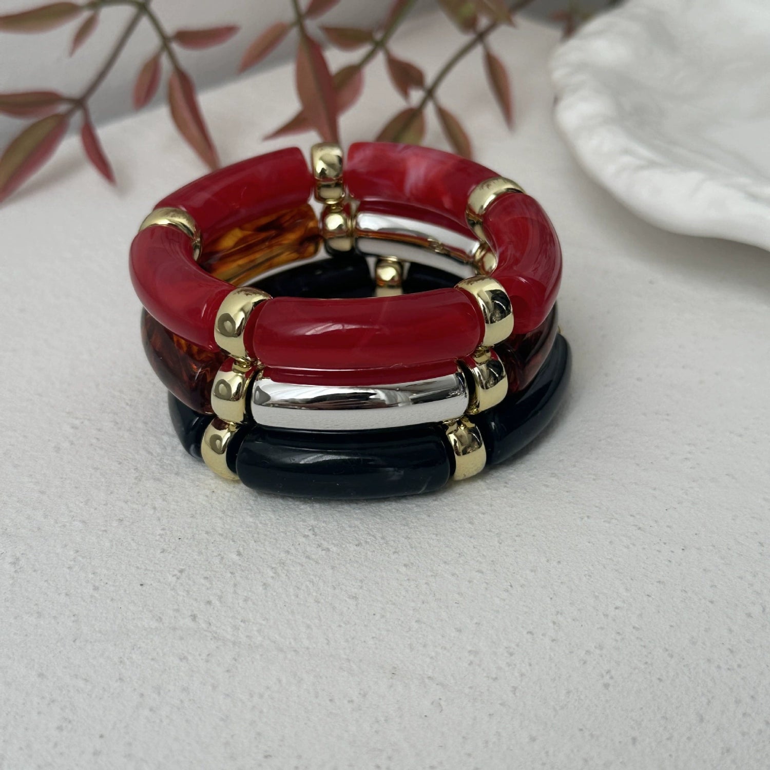 Just Lil Things Luxe Mosaic Resin Bracelet Set JLTB0985 (Pack of 3)