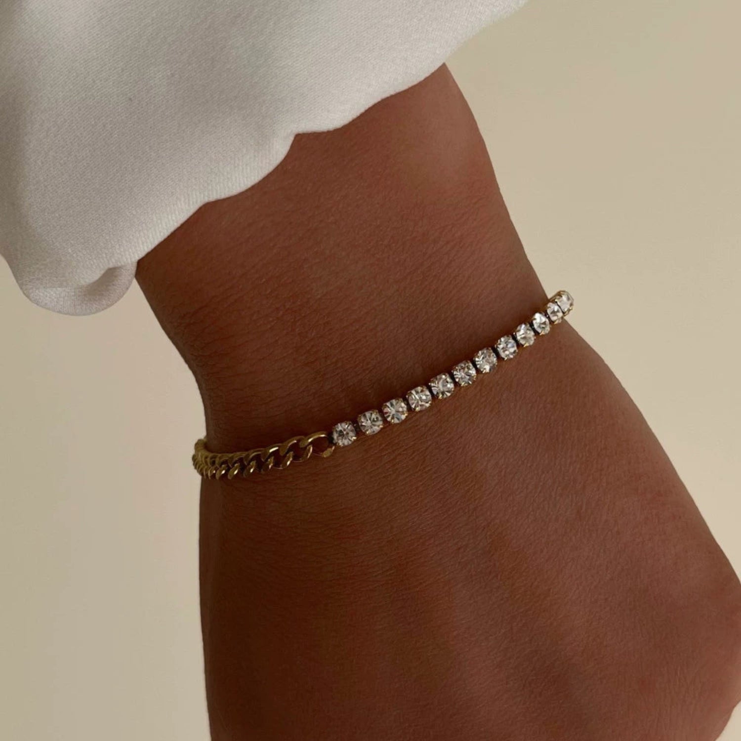 Golden Tennis & Curb Bracelet JLTB0995
