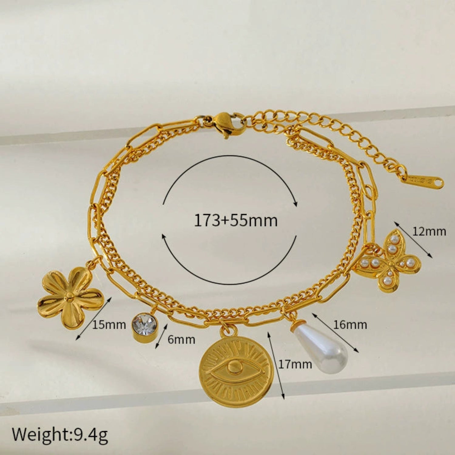 Evil Eye Flower Charm Bracelet JLTB0998