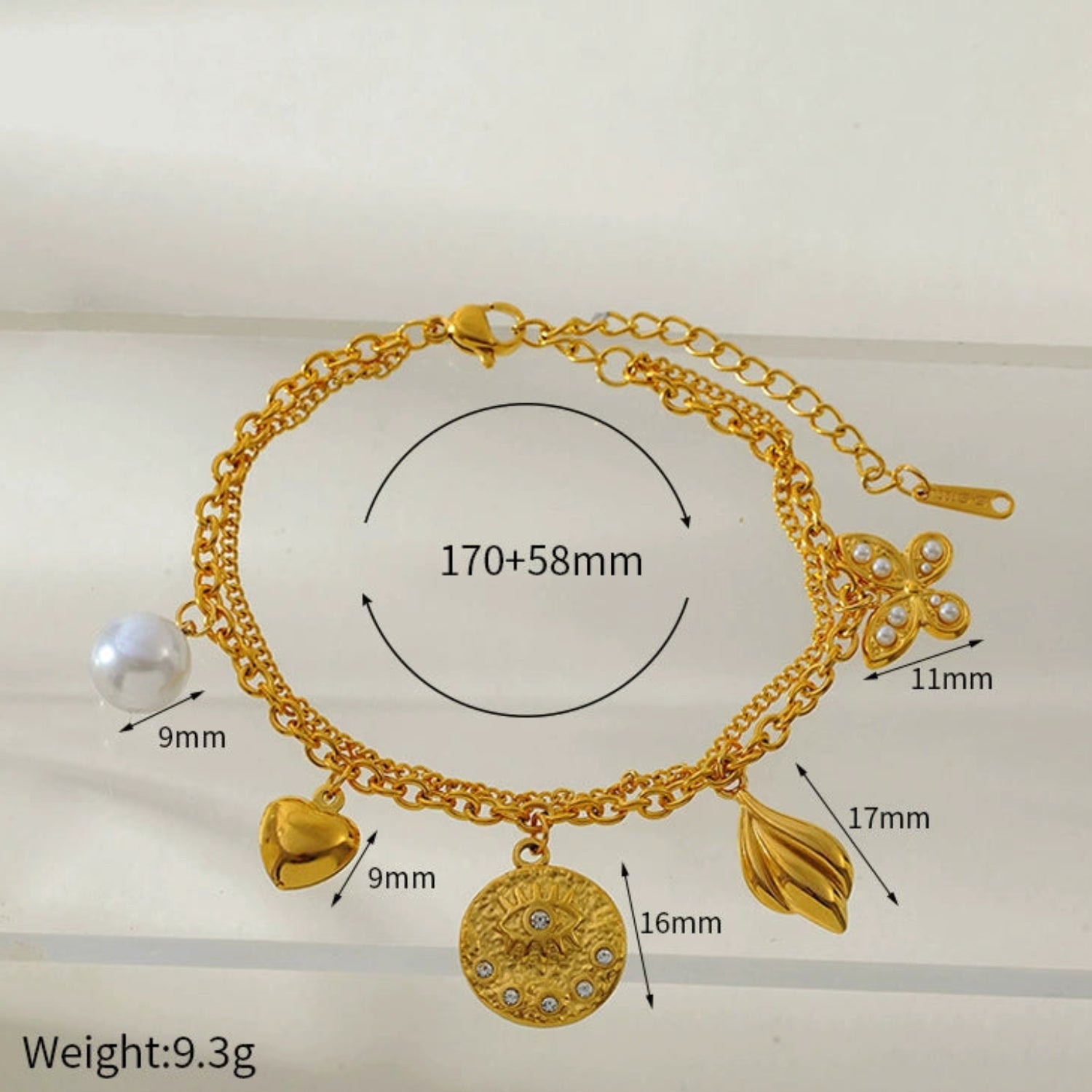 Layered Charm Bracelet with Pearl JLTB0999