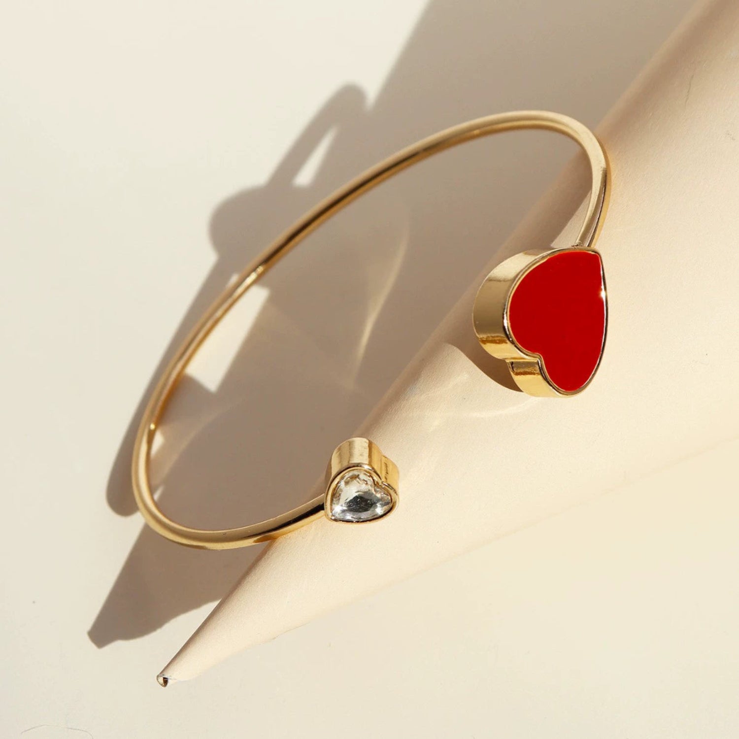 Gold Dual Heart Open Bangle JLTB1004