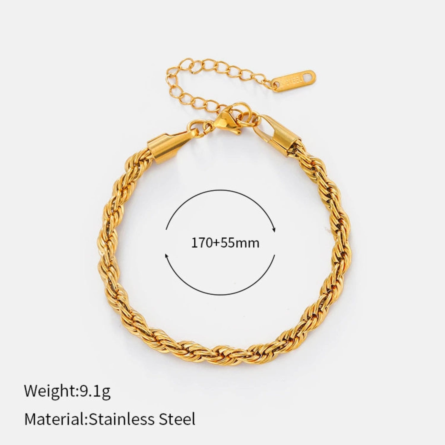 18k Gold Plated Twisted Rope Bracelet JLTB1014