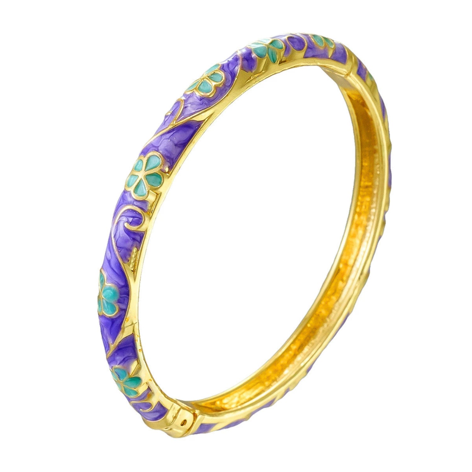 Purple Enamel Floral Gold Bangle JLTB1015