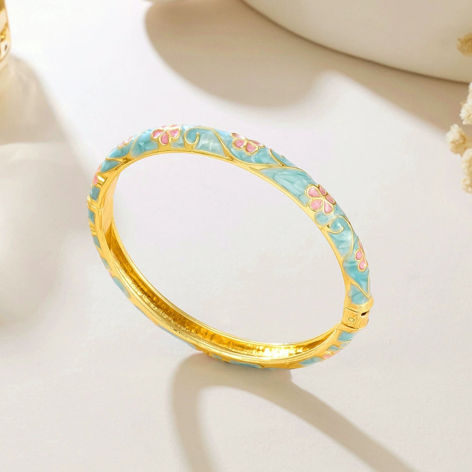 Sky Blue Floral Enamel Bangle JLTB1018
