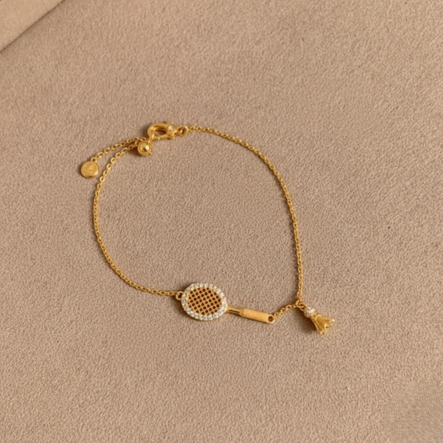 Gold Tennis Racket Charm Bracelet JLTB1019