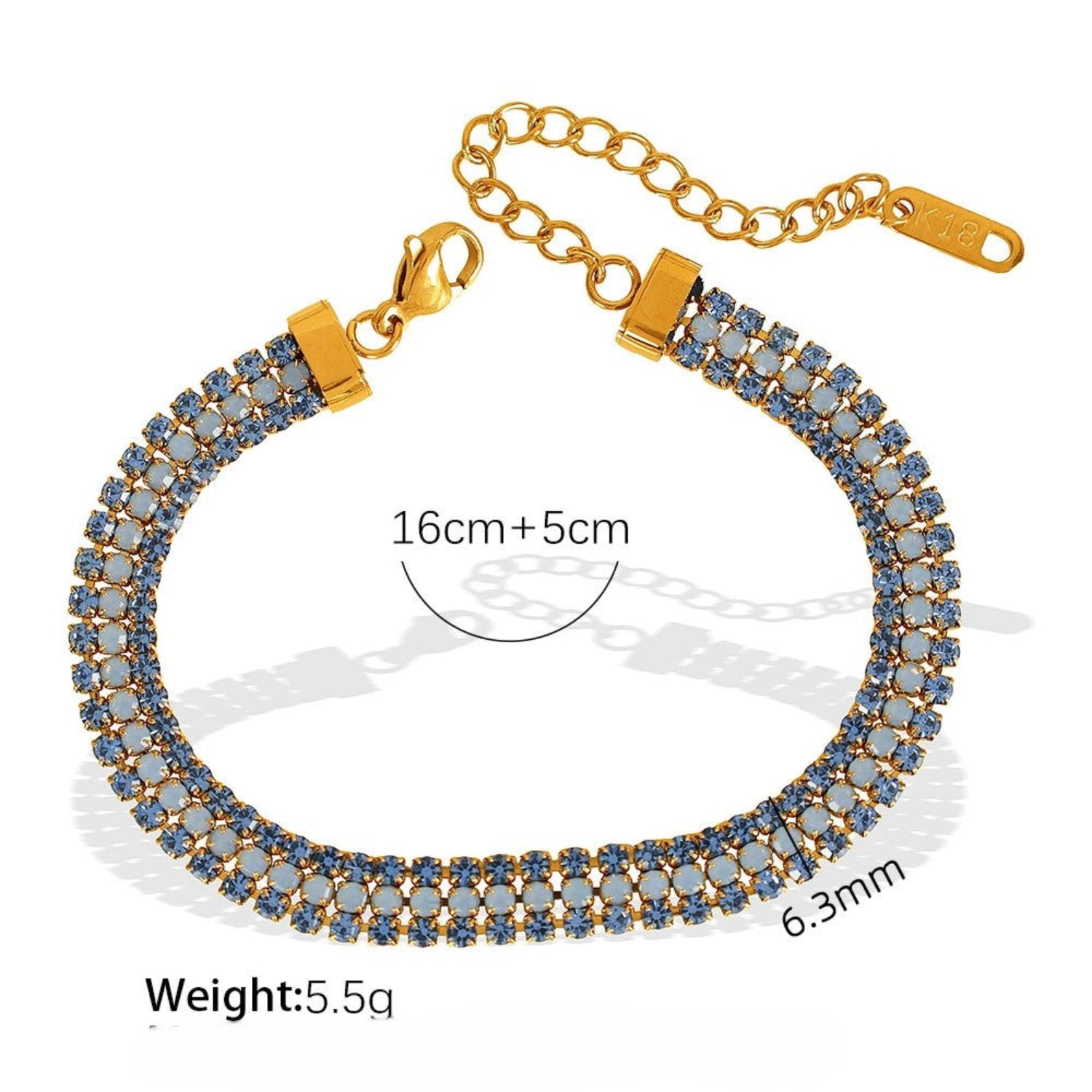 Triple Row Blue Crystal Bracelet JLTB1020