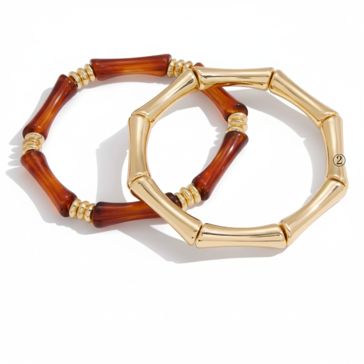 Golden Bamboo Resin Bracelet Set JLTB1022 (Pack of 2)