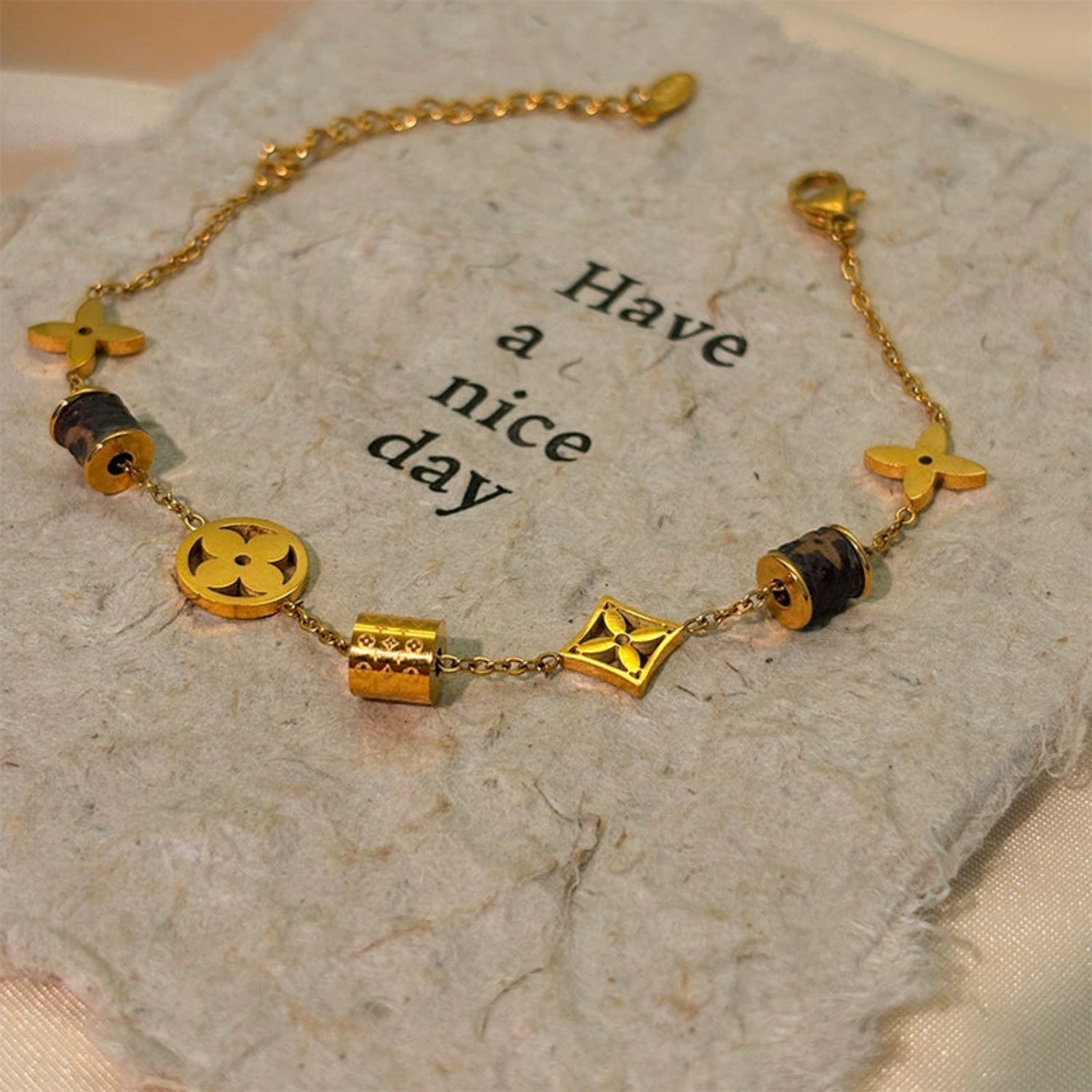 Golden Monogram Charm Link Bracelet JLTB1026