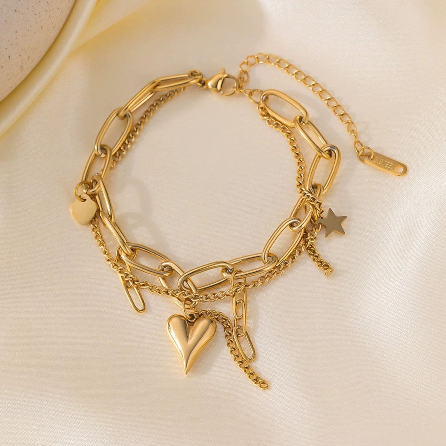 Gold Layered Heart Star Bracelet JLTB1040