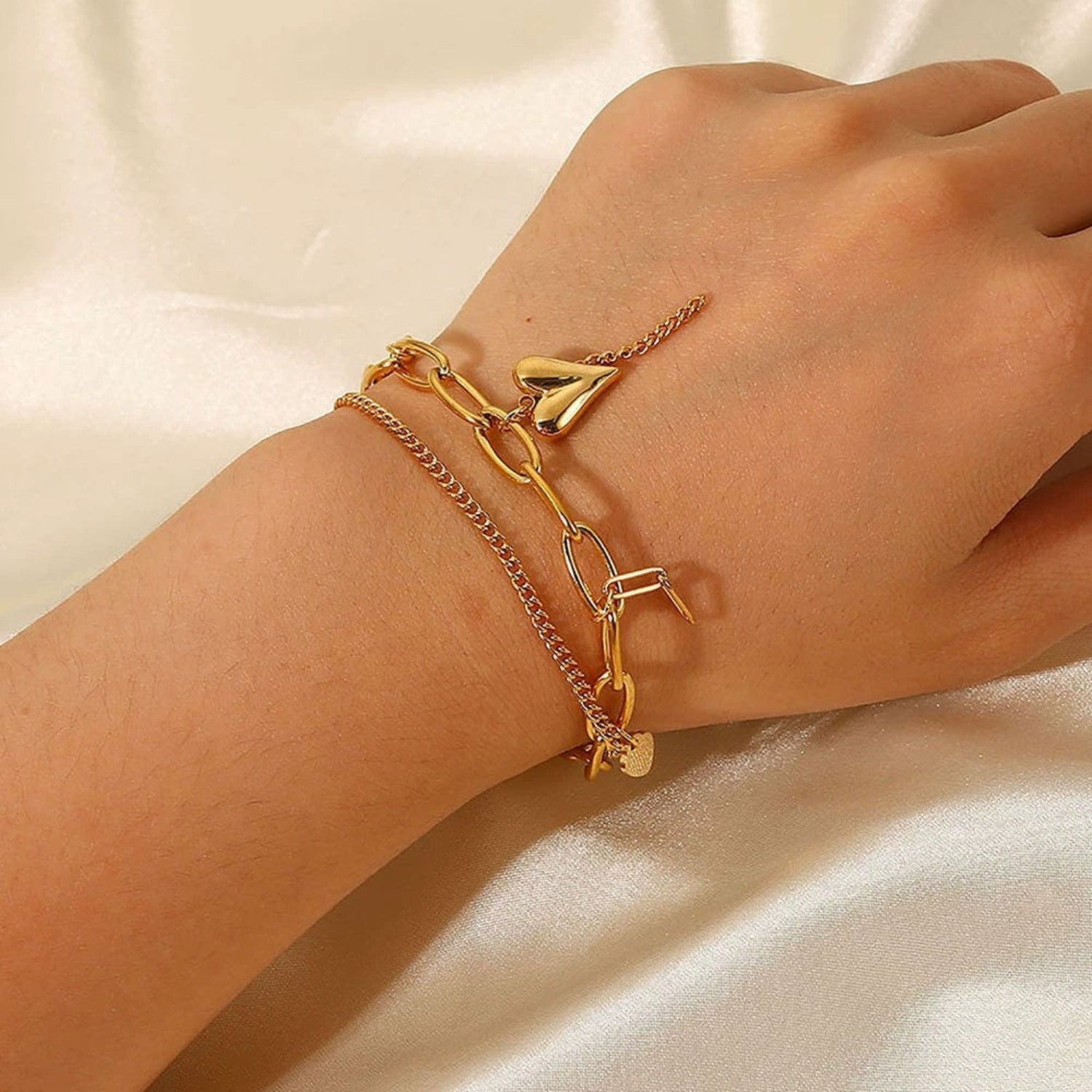 Gold Layered Heart Star Bracelet JLTB1040