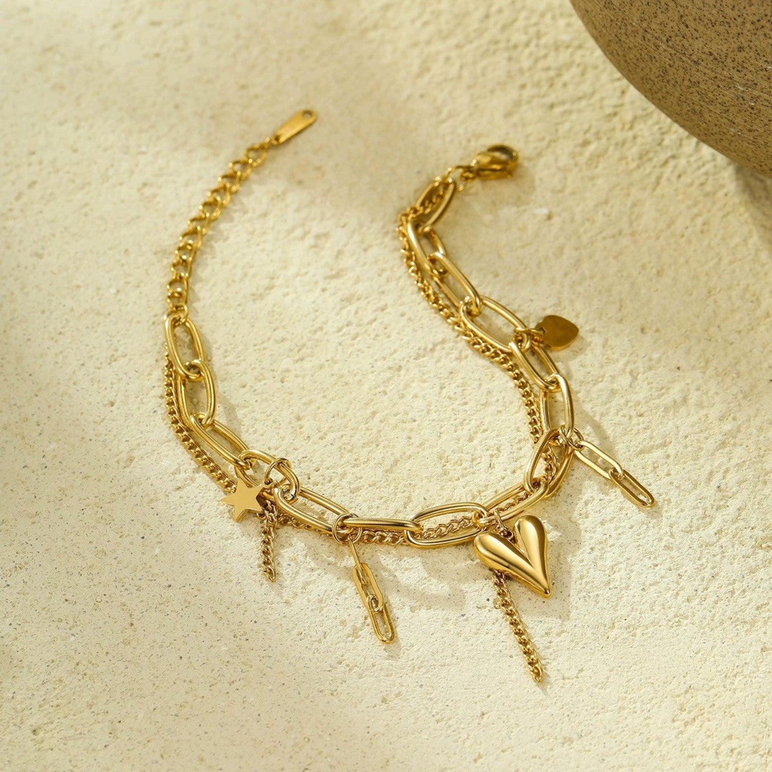 Gold Layered Heart Star Bracelet JLTB1040