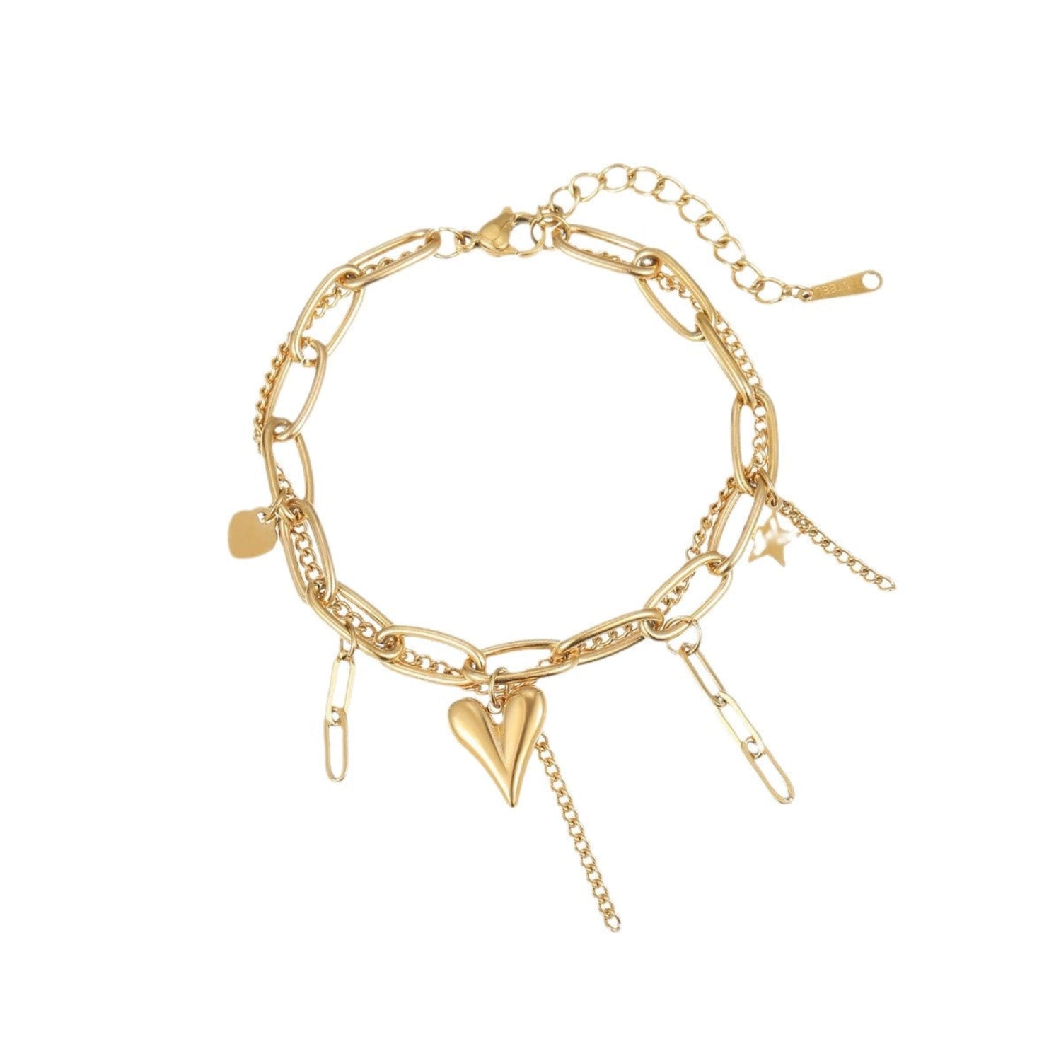 Gold Layered Heart Star Bracelet JLTB1040