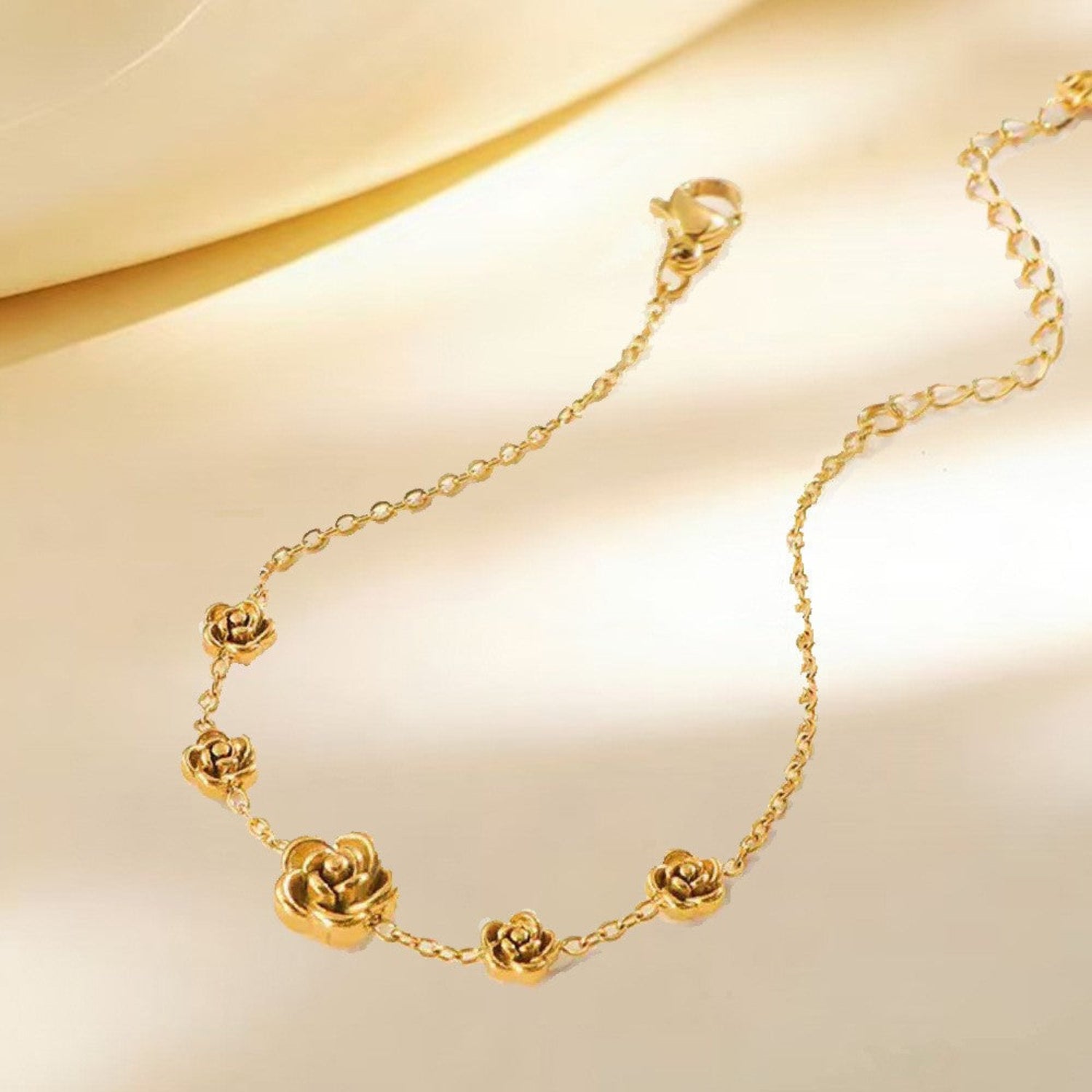 Gold Delicate Rose Station Bracelet JLTB1050