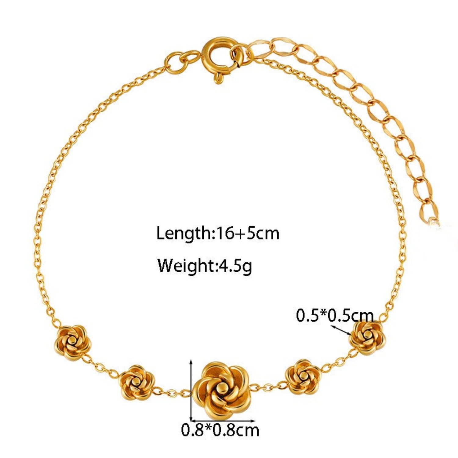 Gold Delicate Rose Station Bracelet JLTB1050