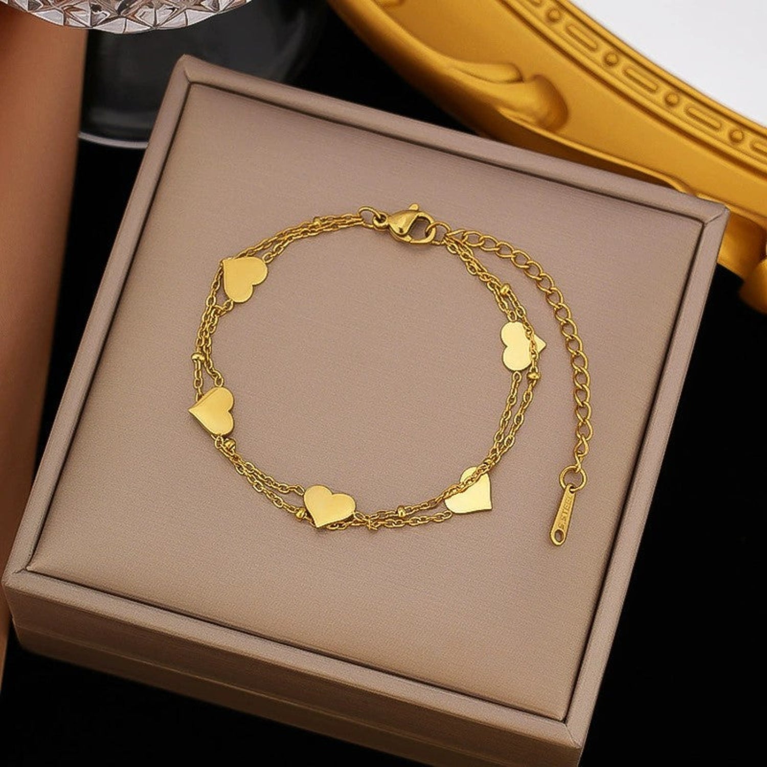 Gold Double Layer Heart Bracelet JLTB1051
