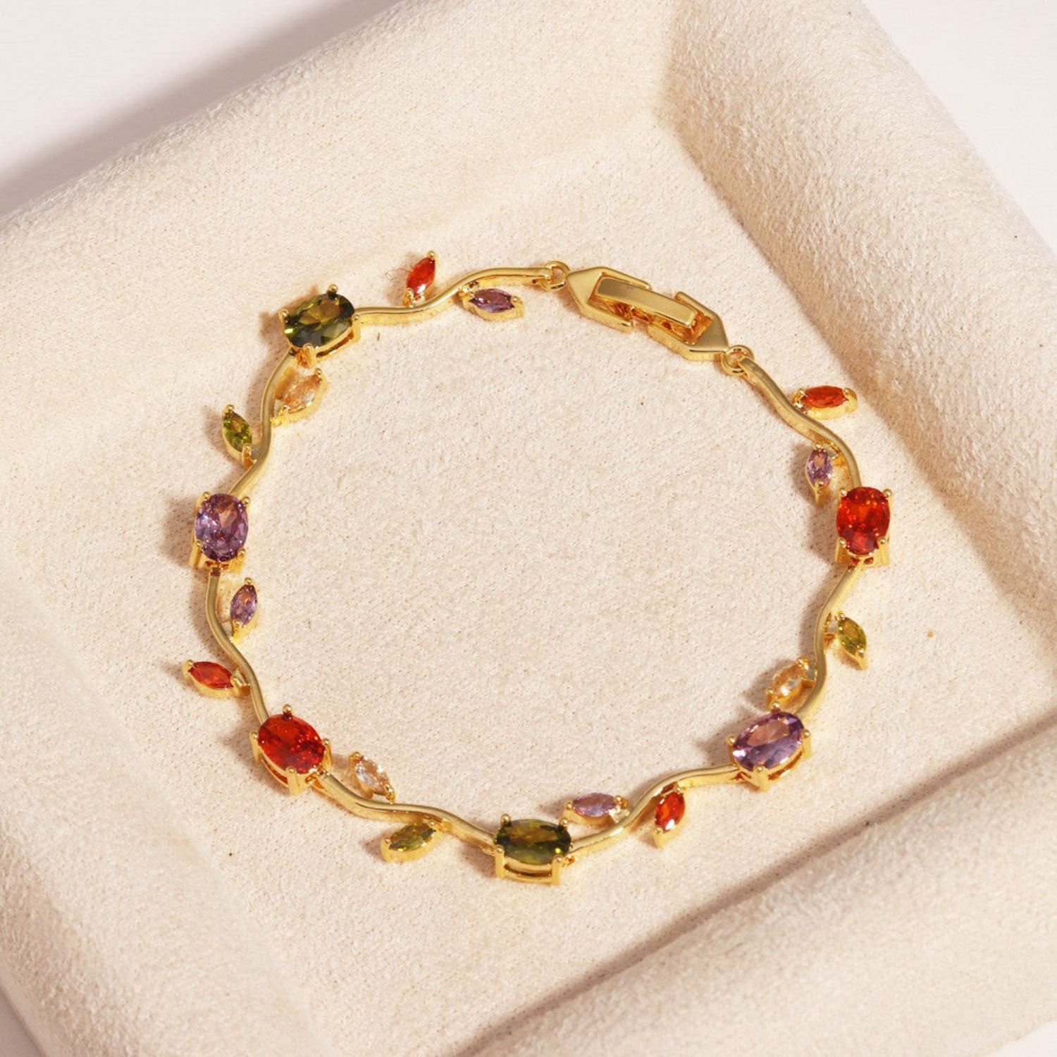Gold Multicolor Crystal Vine Bracelet JLTB1053