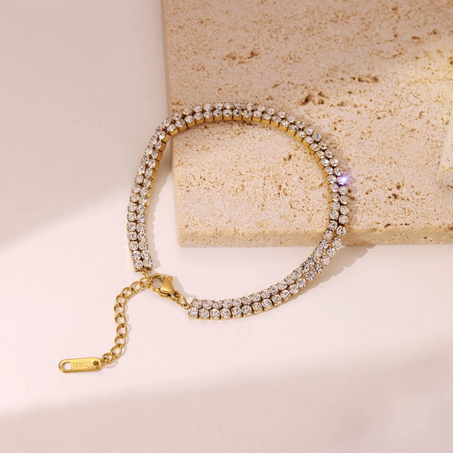 Gold Double Row Tennis Bracelet JLTB1055