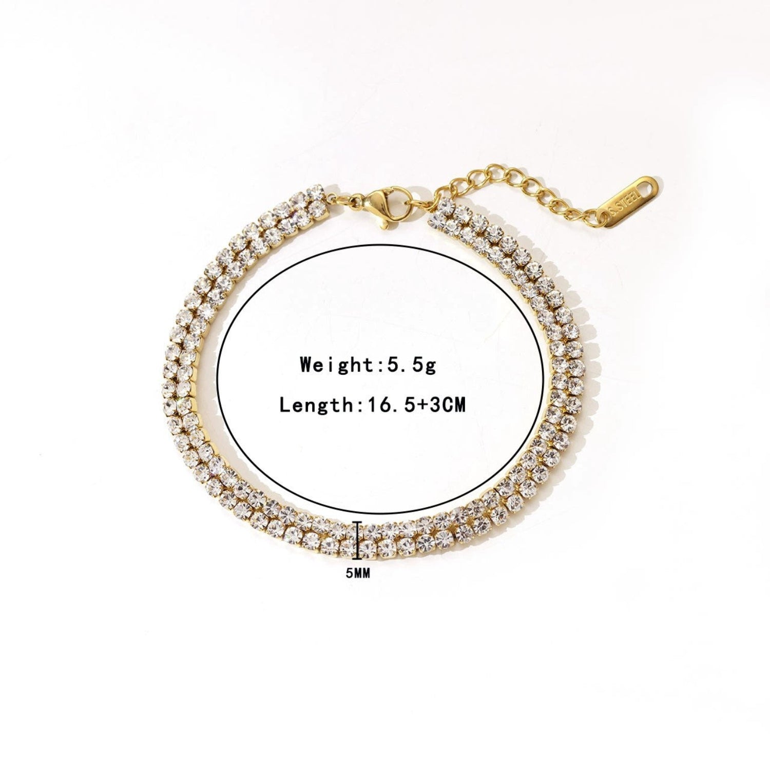 Gold Double Row Tennis Bracelet JLTB1055