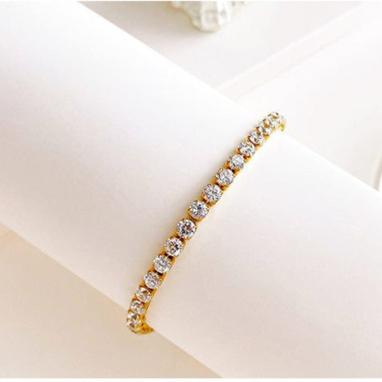 Gold Bezel Solitaire Tennis Bracelet JLTB1056