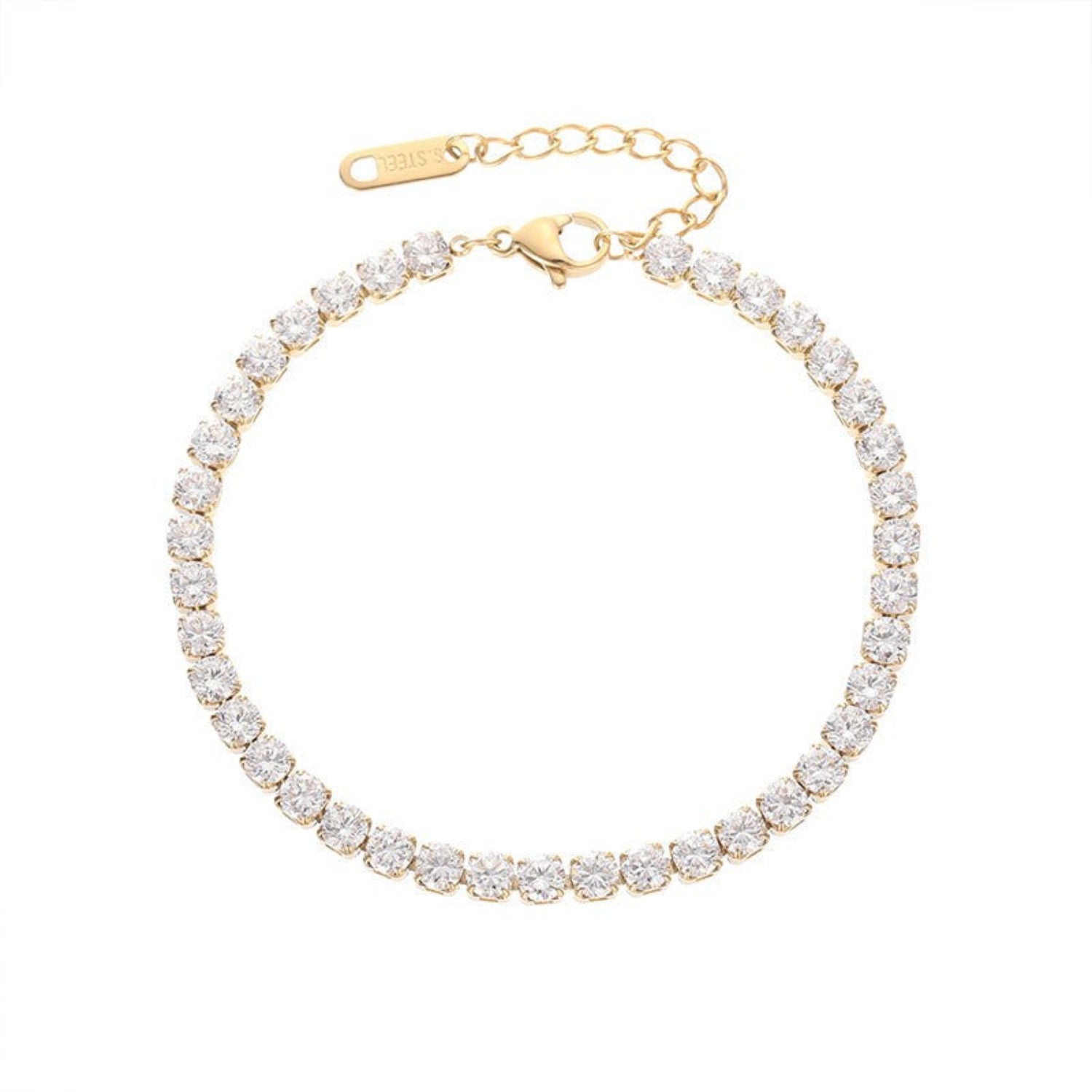 Gold Bezel Solitaire Tennis Bracelet JLTB1056