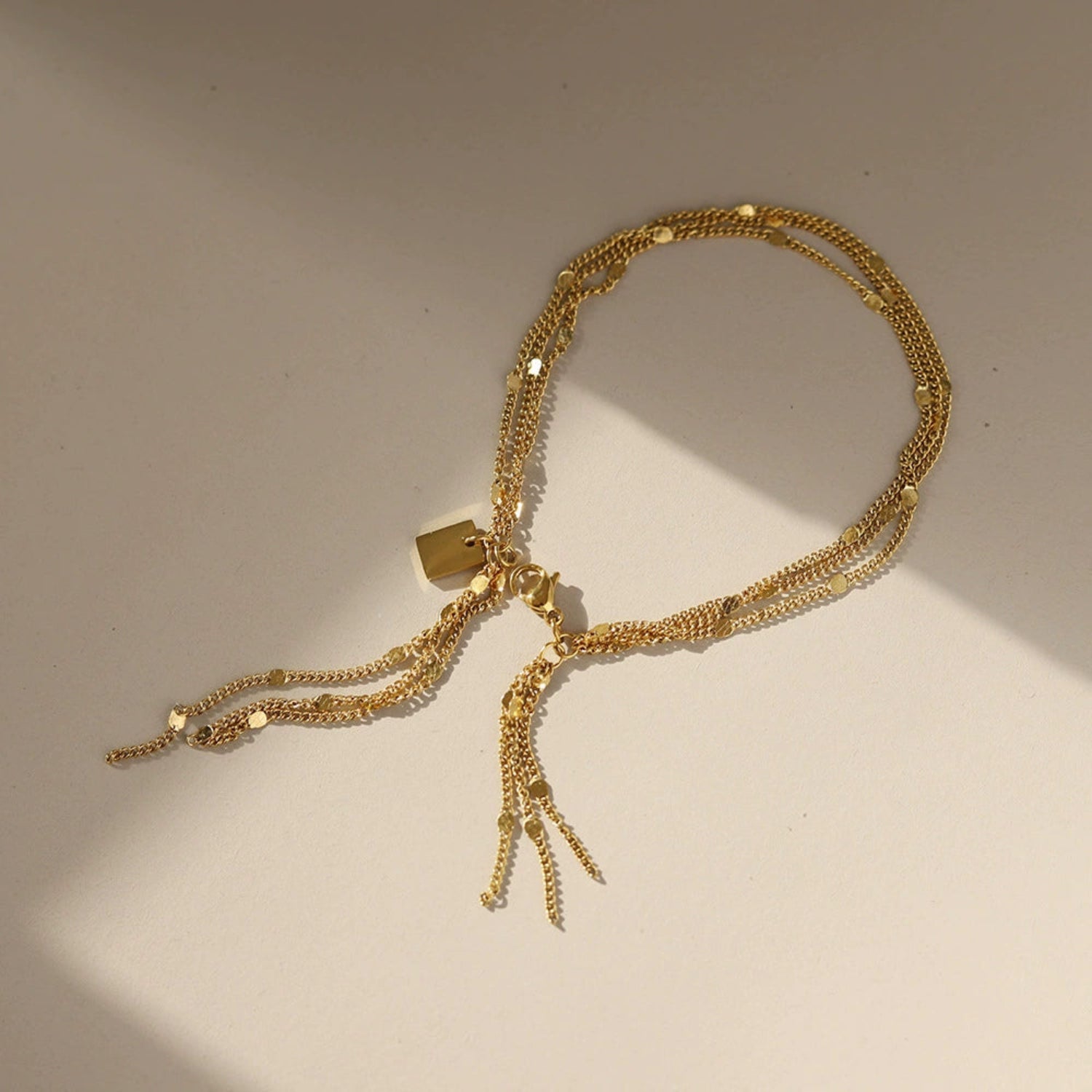 Gold Layered Sequined Chain Bracelet JLTB1063