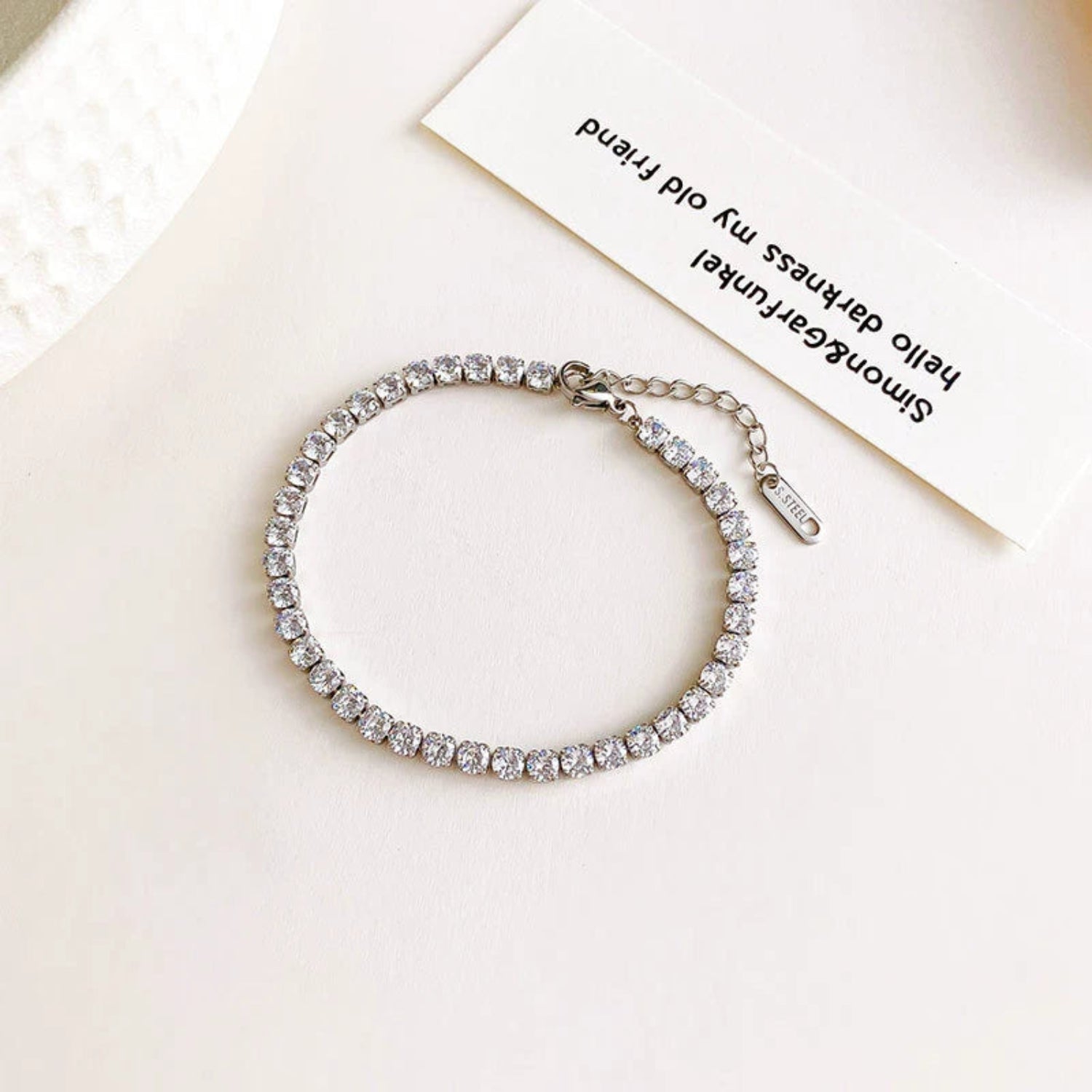 Silver Bezel Solitaire Tennis Bracelet JLTB1064