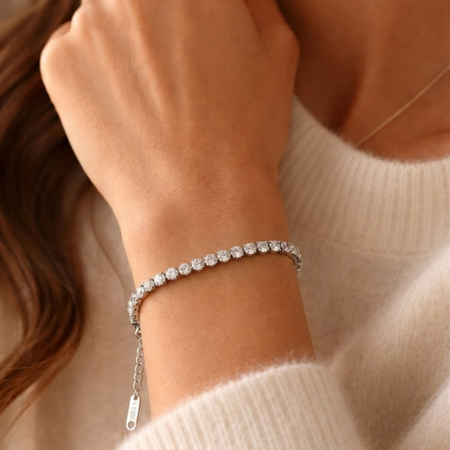 Silver Bezel Solitaire Tennis Bracelet JLTB1064