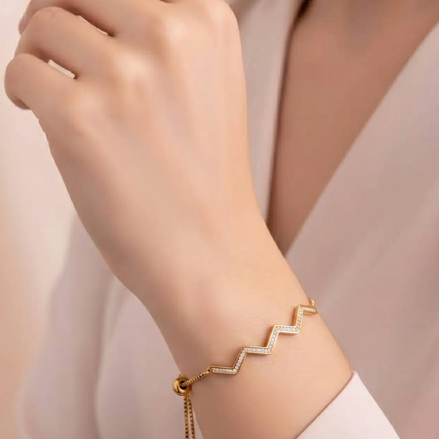 Zigzag Crystal Bolo Bracelet JLTB1069
