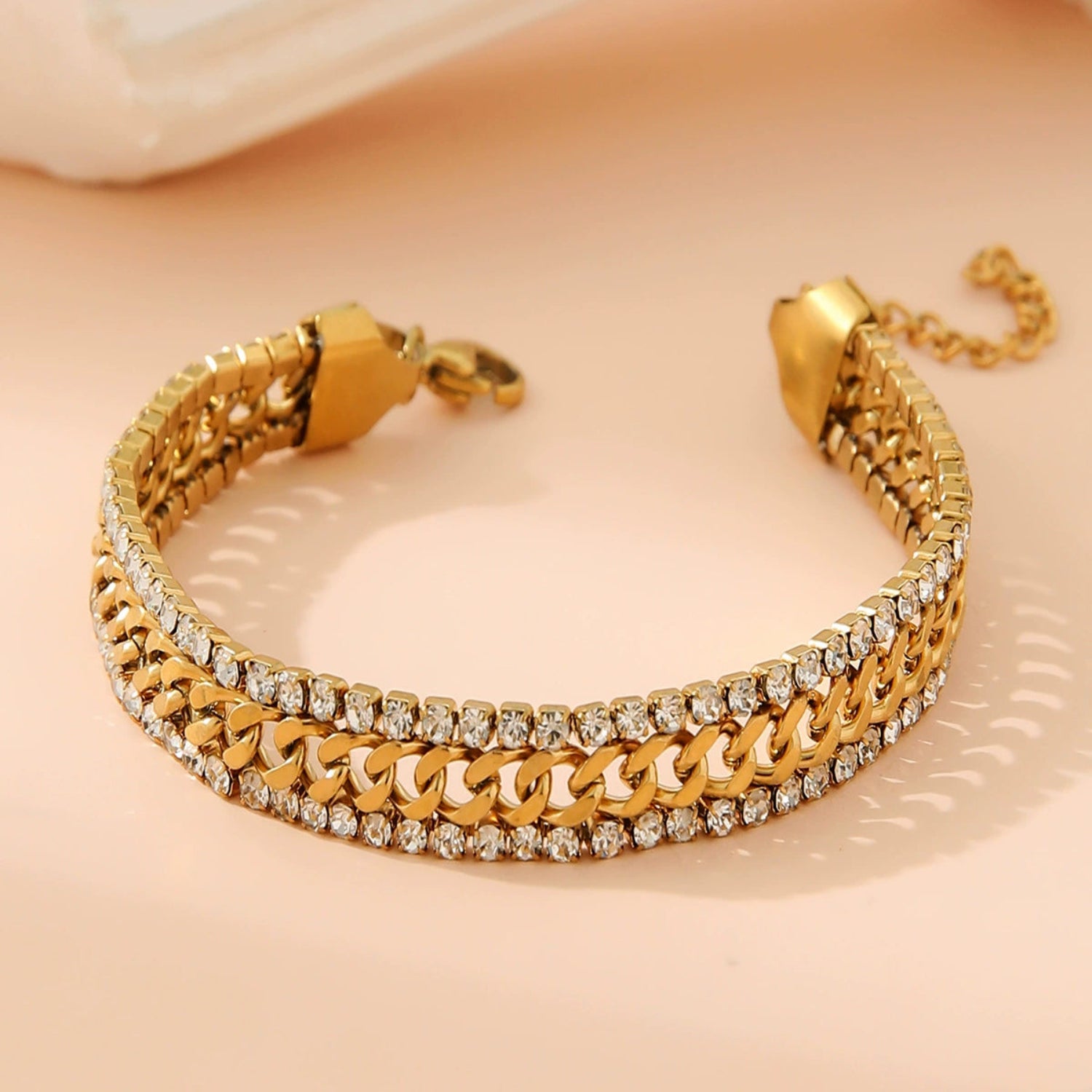 Gold Triple-Row Crystal Bracelet JLTB1071