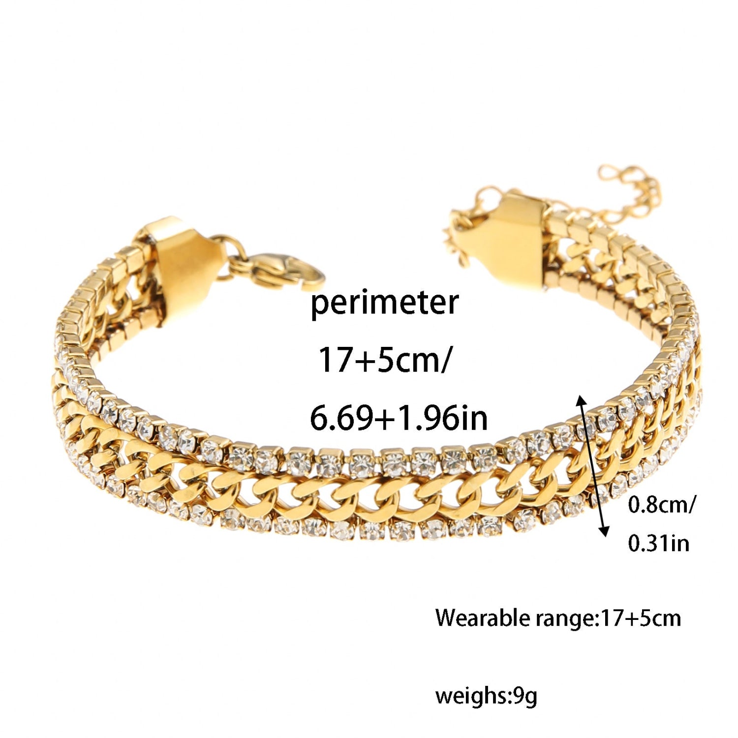 Gold Triple-Row Crystal Bracelet JLTB1071