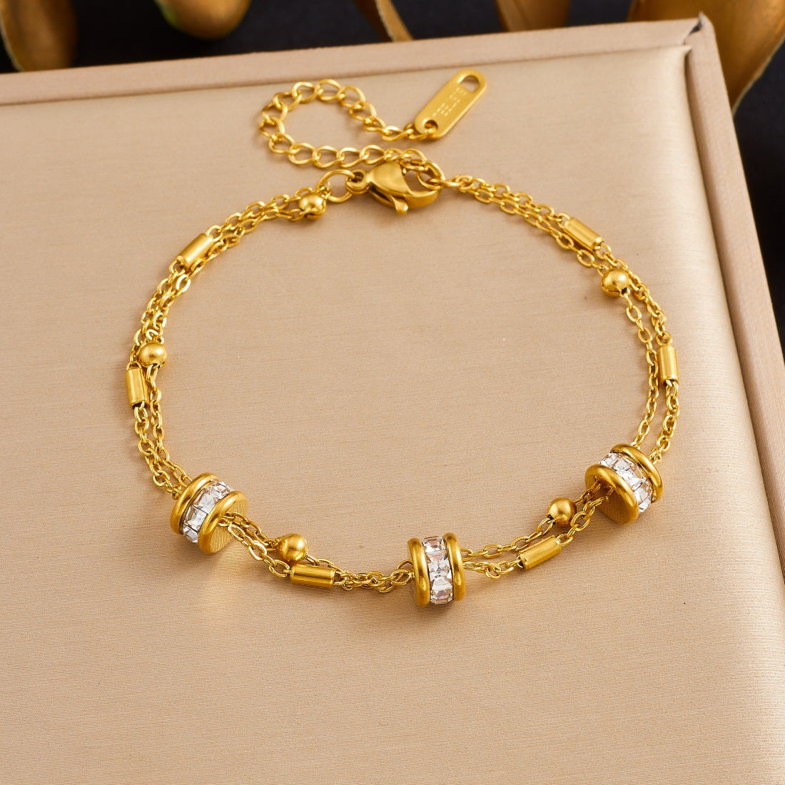 Gold Layered Crystal Bead Bracelet JLTB1072