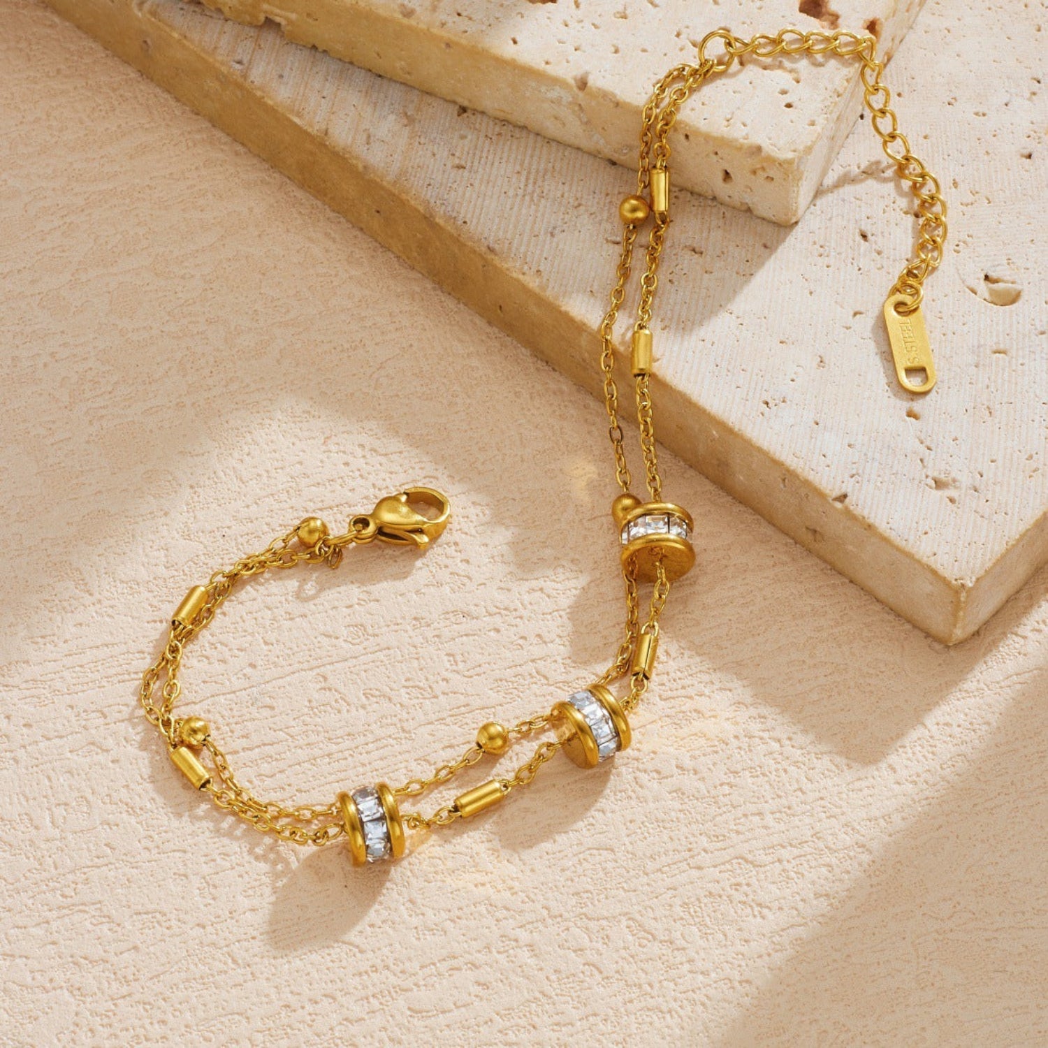 Gold Layered Crystal Bead Bracelet JLTB1072