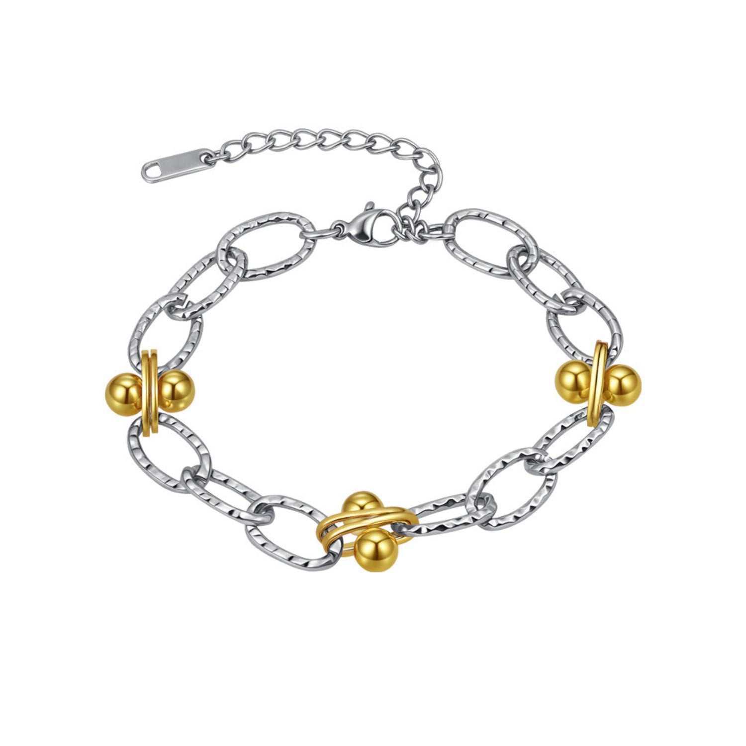 Silver Gold Two-Tone Link Bracelet JLTB1073